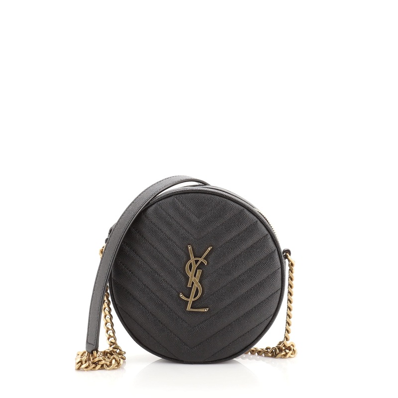 Vinyle Round Camera Bag Matelasse Chevron Leather S744816655063