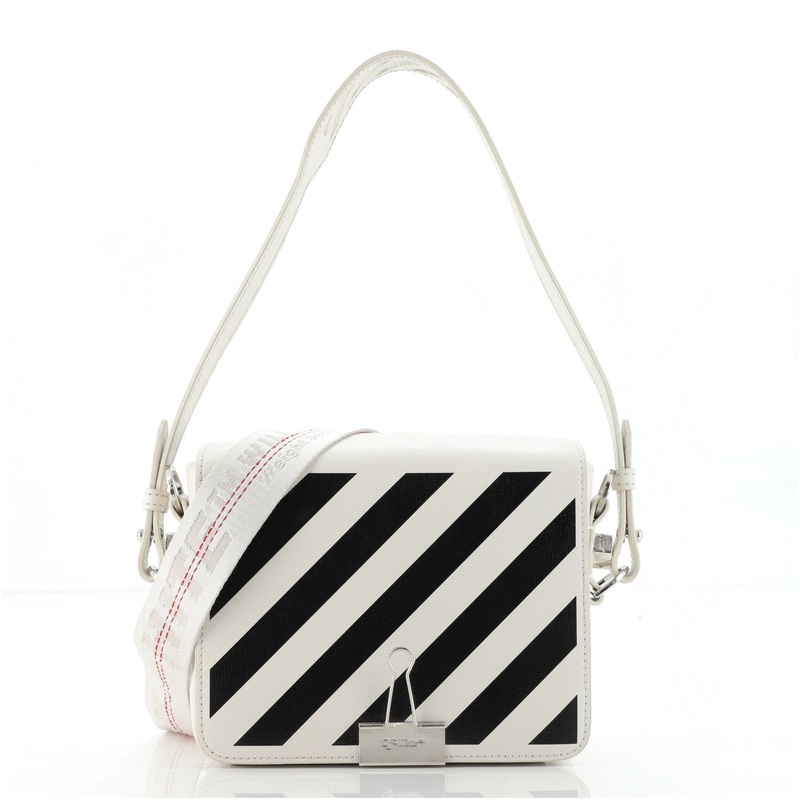 Binder Clip Flap Bag Striped Leather Small S744816648075