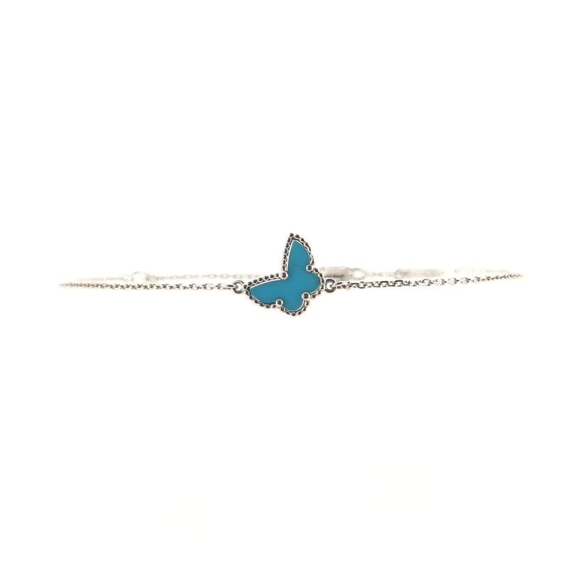 Sweet Alhambra Butterfly Bracelet 18K White Gold and Turquoise S744816650449