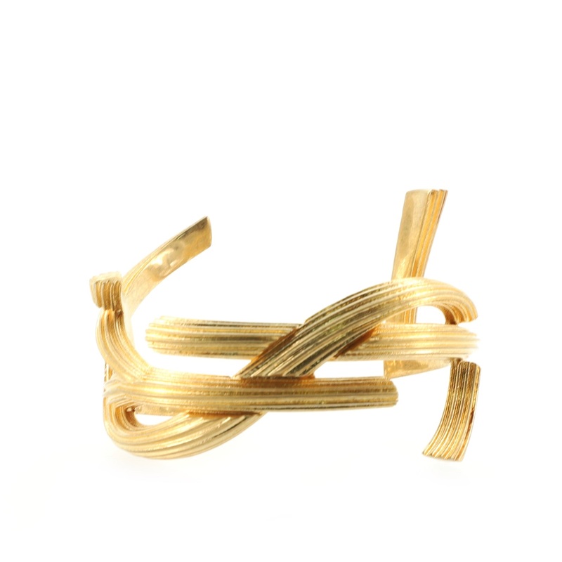 Monogram Cuff Bracelet Striated Metal