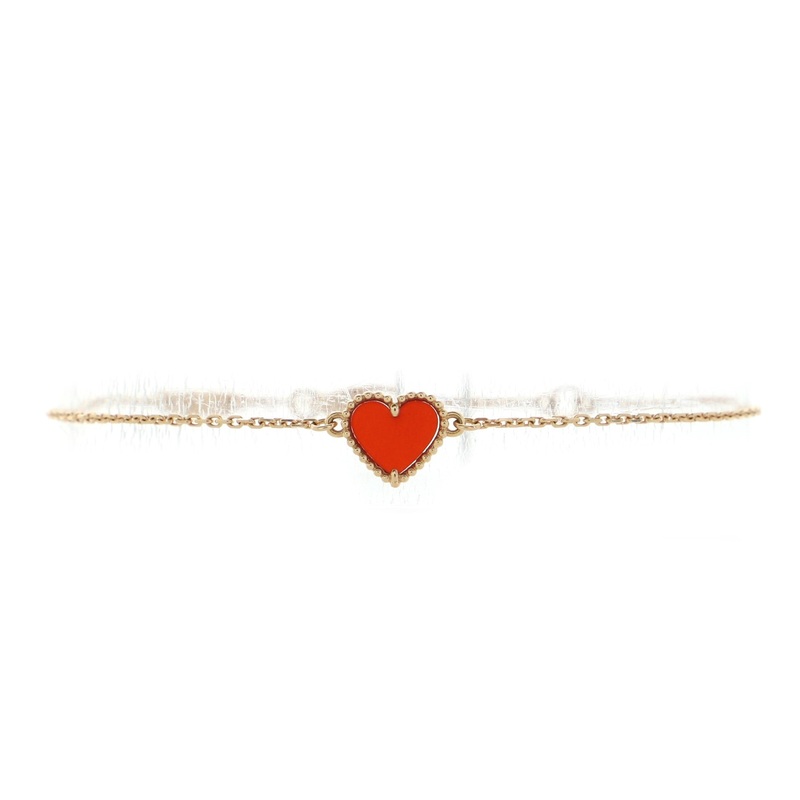 Sweet Alhambra Heart Bracelet 18K Rose Gold with Carnelian S744816643547