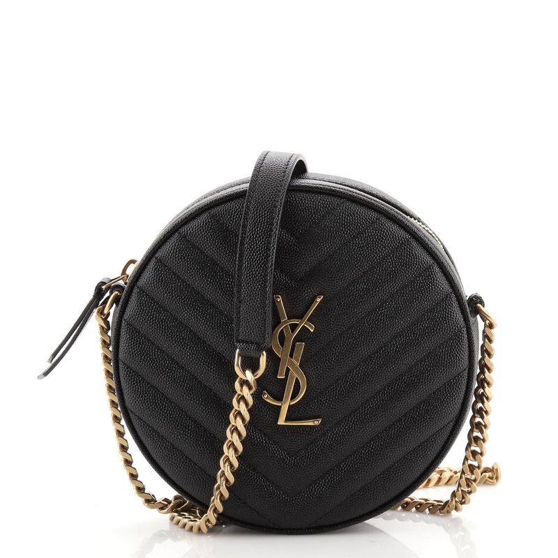 Vinyle Round Camera Bag Matelasse Chevron Leather S744816643858