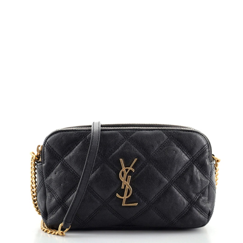Becky Double Zip Crossbody Pouch Quilted Leather Mini S744816630852