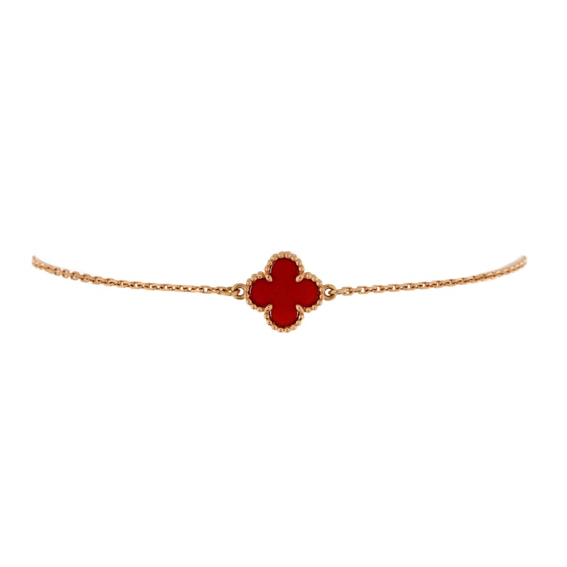 Sweet Alhambra Bracelet 18K Rose Gold and Carnelian S744816636795