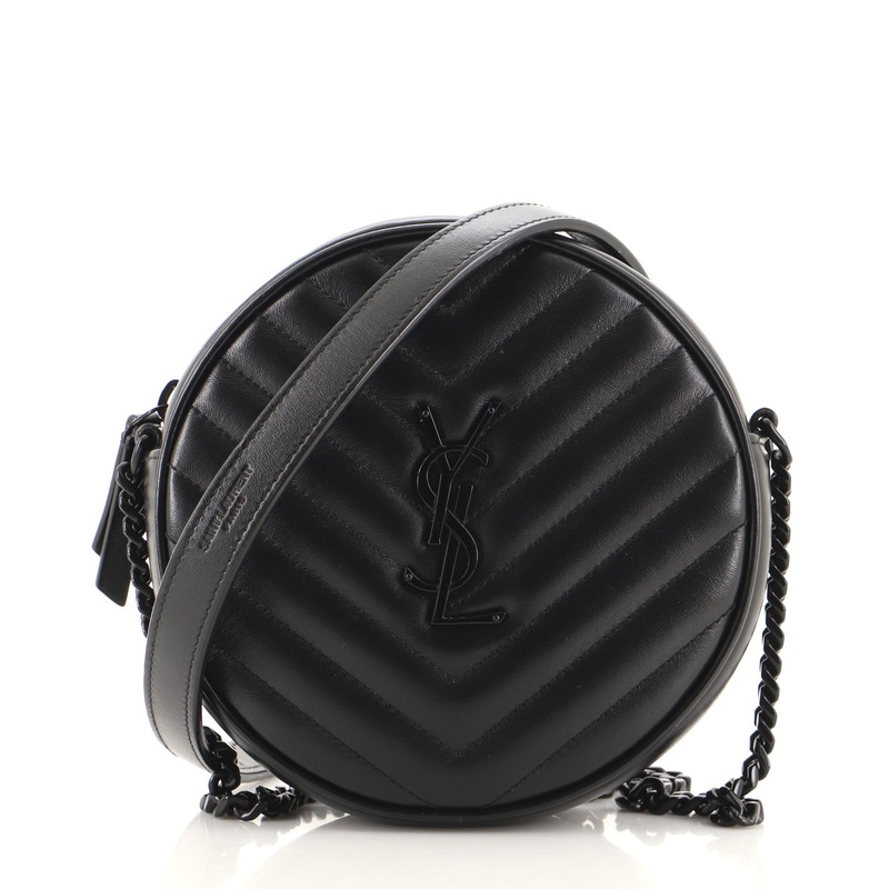 Vinyle Round Camera Bag Matelasse Chevron Leather S744816633646