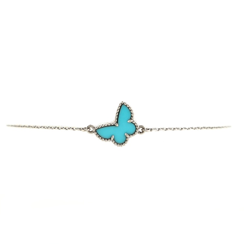 Sweet Alhambra Butterfly Bracelet 18K White Gold and Turquoise S744816629527