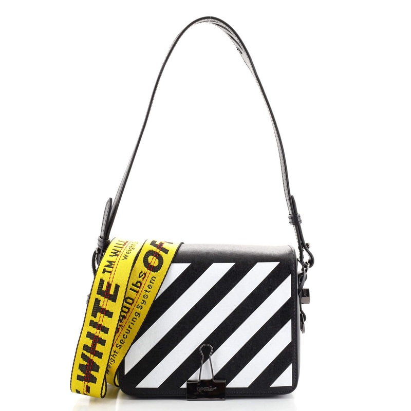 Binder Clip Flap Bag Striped Leather Small S744816617195
