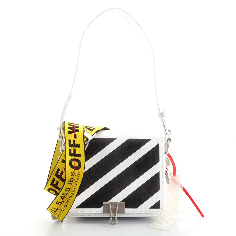 Binder Clip Flap Bag Striped Leather Small S744816622304