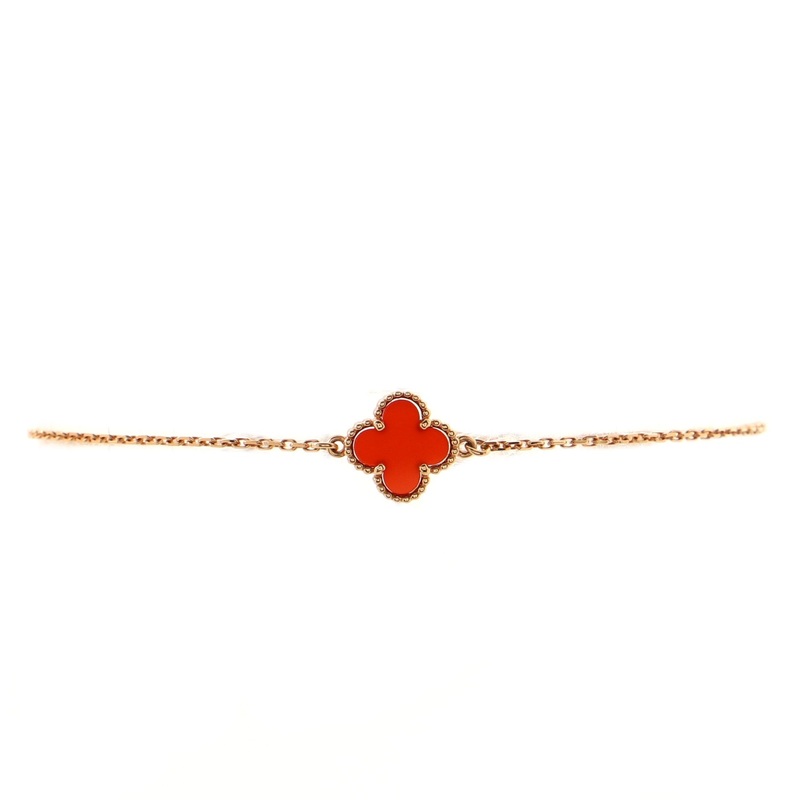 Sweet Alhambra Bracelet 18K Rose Gold and Carnelian S744816617024