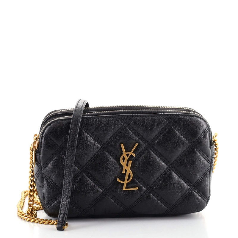Becky Double Zip Crossbody Pouch Quilted Leather Mini S744816610807