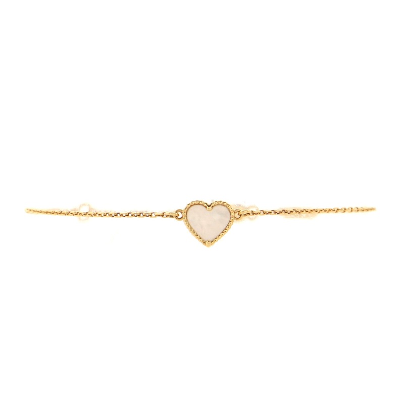 Sweet Alhambra Heart Bracelet 18K Yellow Gold and Mother of Pearl S744816610653