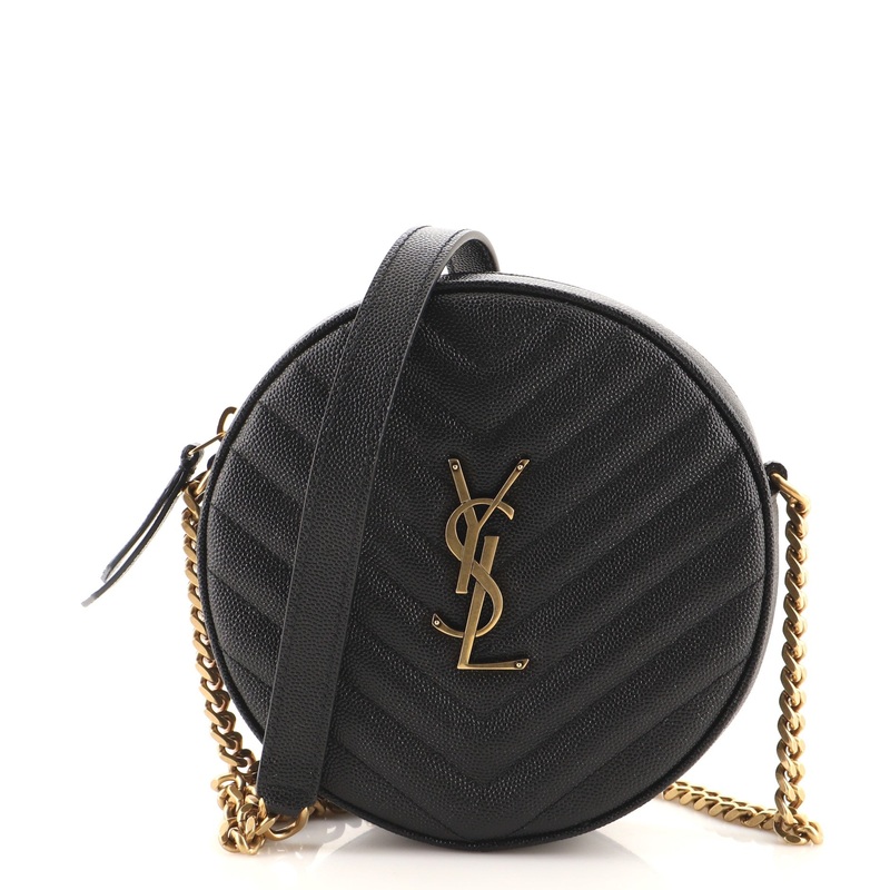 Vinyle Round Camera Bag Matelasse Chevron Leather S744816603770