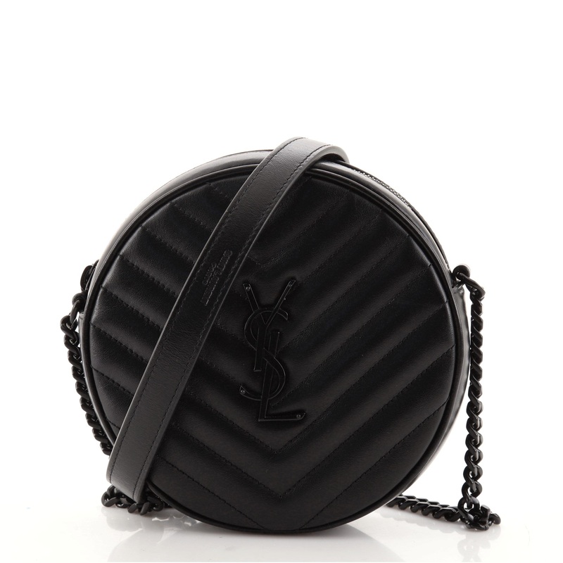 Vinyle Round Camera Bag Matelasse Chevron Leather S744816605448