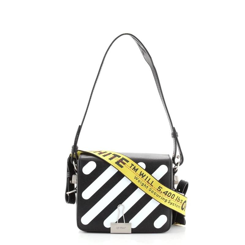 Binder Clip Flap Bag Striped Leather Small S744816601287