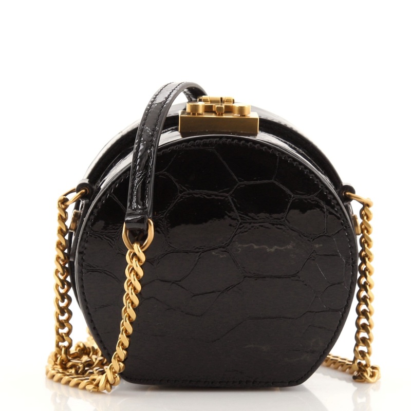 Mica Hatbox Bag Crocodile Embossed Patent Mini