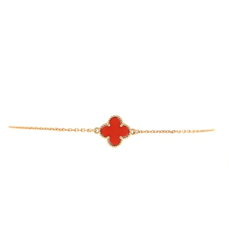 Sweet Alhambra Bracelet 18K Rose Gold and Carnelian S744816589859