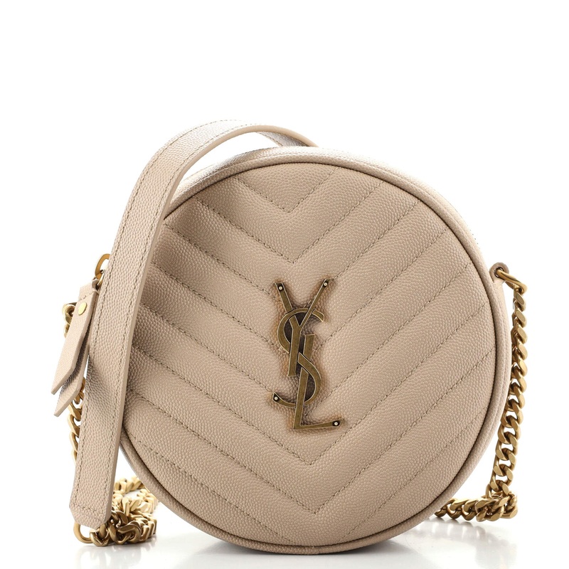 Vinyle Round Camera Bag Matelasse Chevron Leather S744816594397