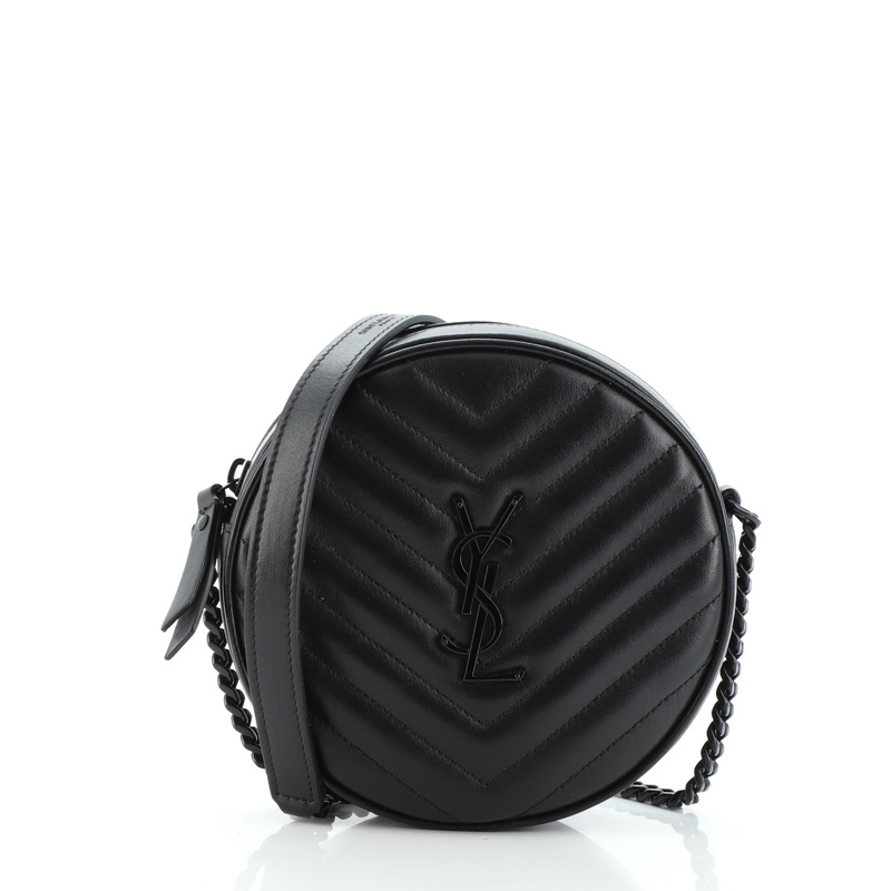 Vinyle Round Camera Bag Matelasse Chevron Leather S744816594791