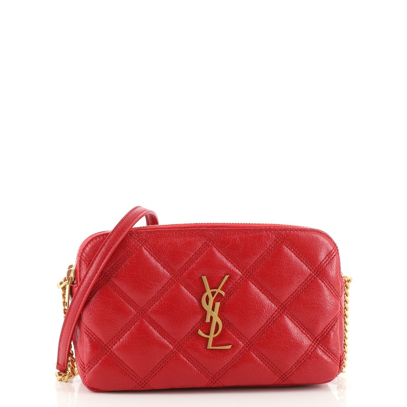 Becky Double Zip Crossbody Pouch Quilted Leather Mini S744816586131