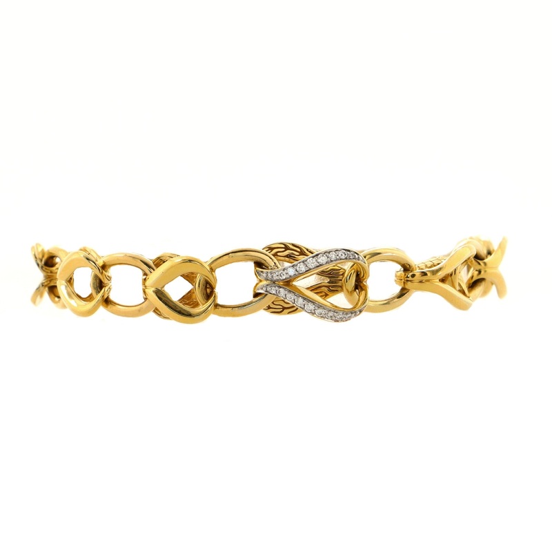 Asli Link Chain Bracelet 18K Yellow Gold with Diamonds S744816577917
