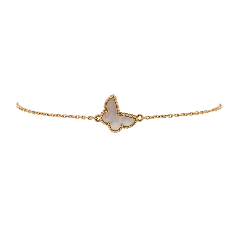 Sweet Alhambra Butterfly Bracelet 18K Yellow Gold and Mother of Pearl S744816578408