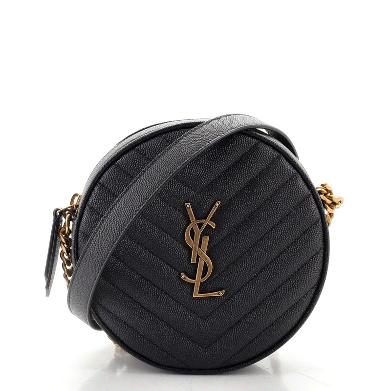 Vinyle Round Camera Bag Matelasse Chevron Leather S744816575502