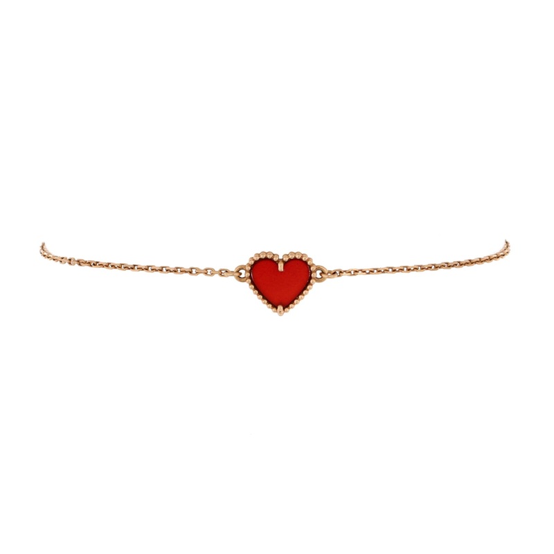 Sweet Alhambra Heart Bracelet 18K Rose Gold with Carnelian S744816572954