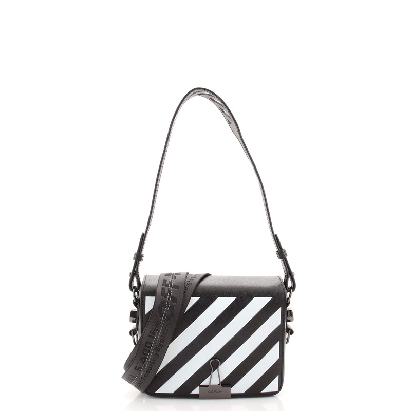 Binder Clip Flap Bag Striped Leather Small S744816565208