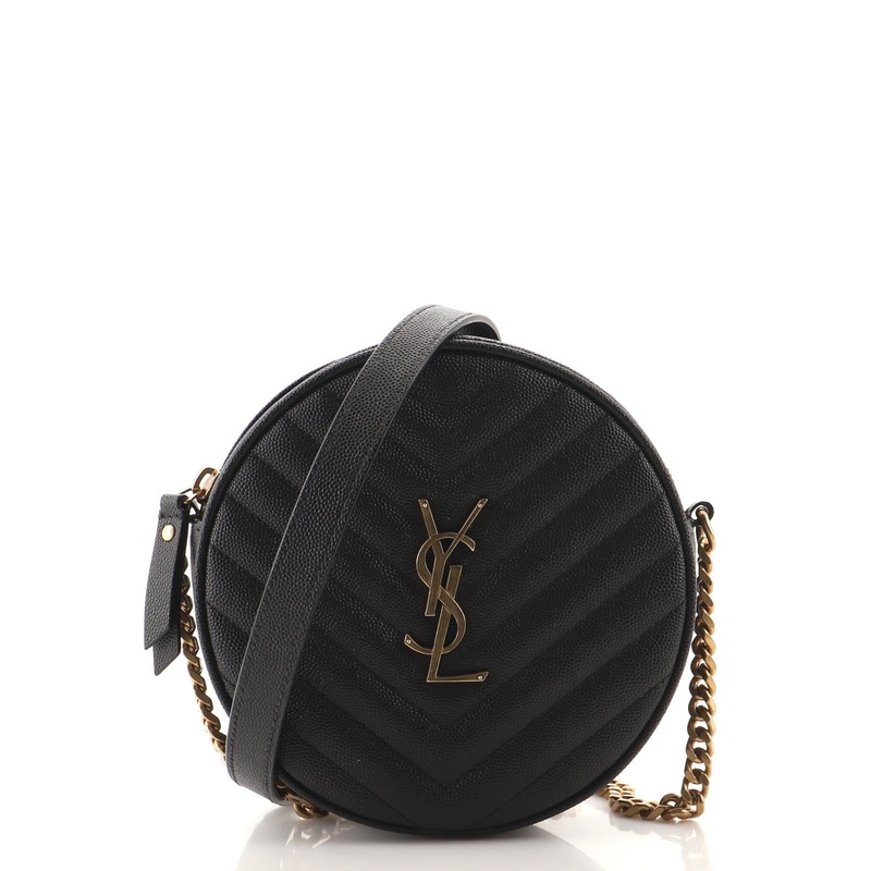Vinyle Round Camera Bag Matelasse Chevron Leather S744816563445