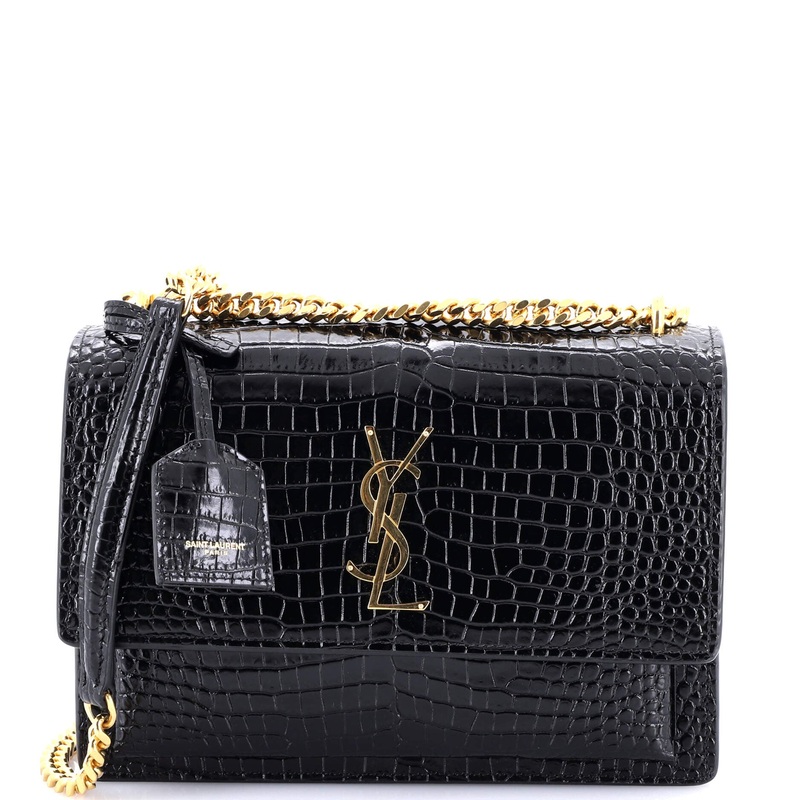 Sunset Crossbody Bag Crocodile Embossed Leather Medium S744816558727