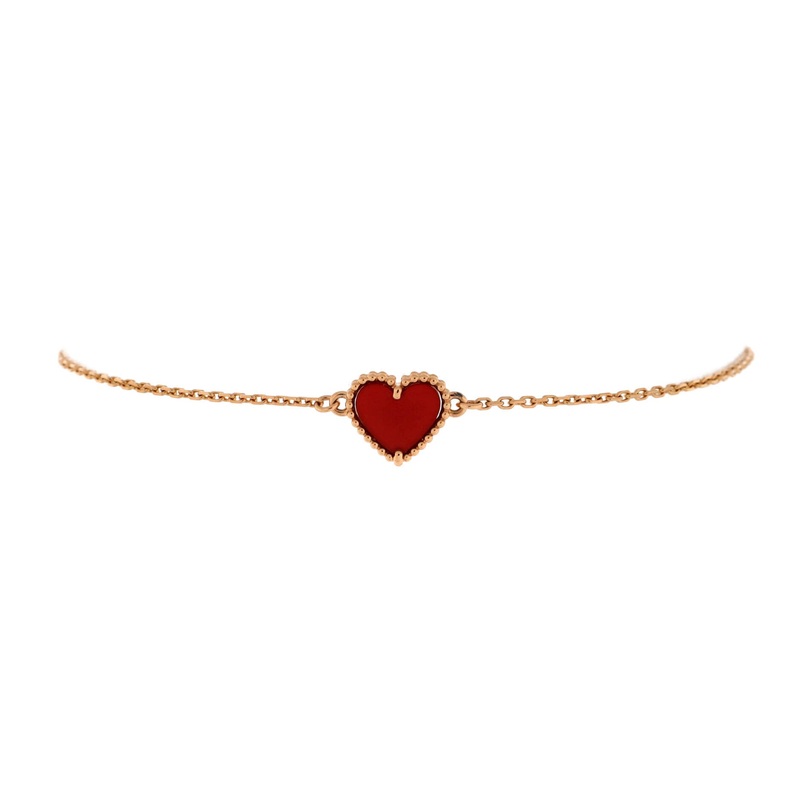 Sweet Alhambra Heart Bracelet 18K Rose Gold with Carnelian S744816559069