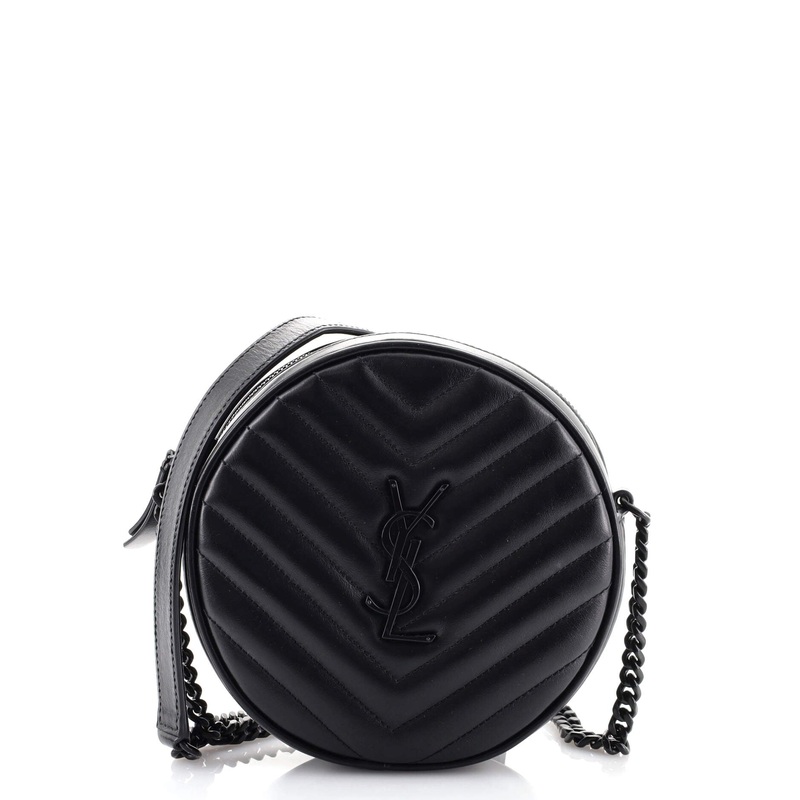 Vinyle Round Camera Bag Matelasse Chevron Leather S744816559662