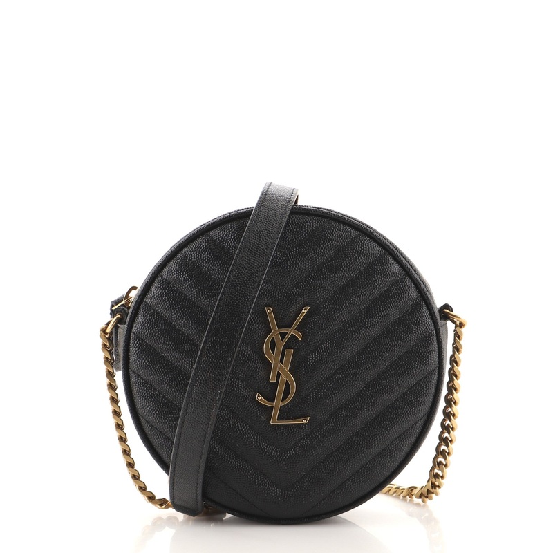 Vinyle Round Camera Bag Matelasse Chevron Leather S744816559889